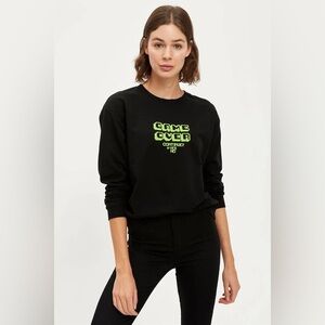 DF Young- Black Graphic Sweatshirt with Green Detailing Size 3XL